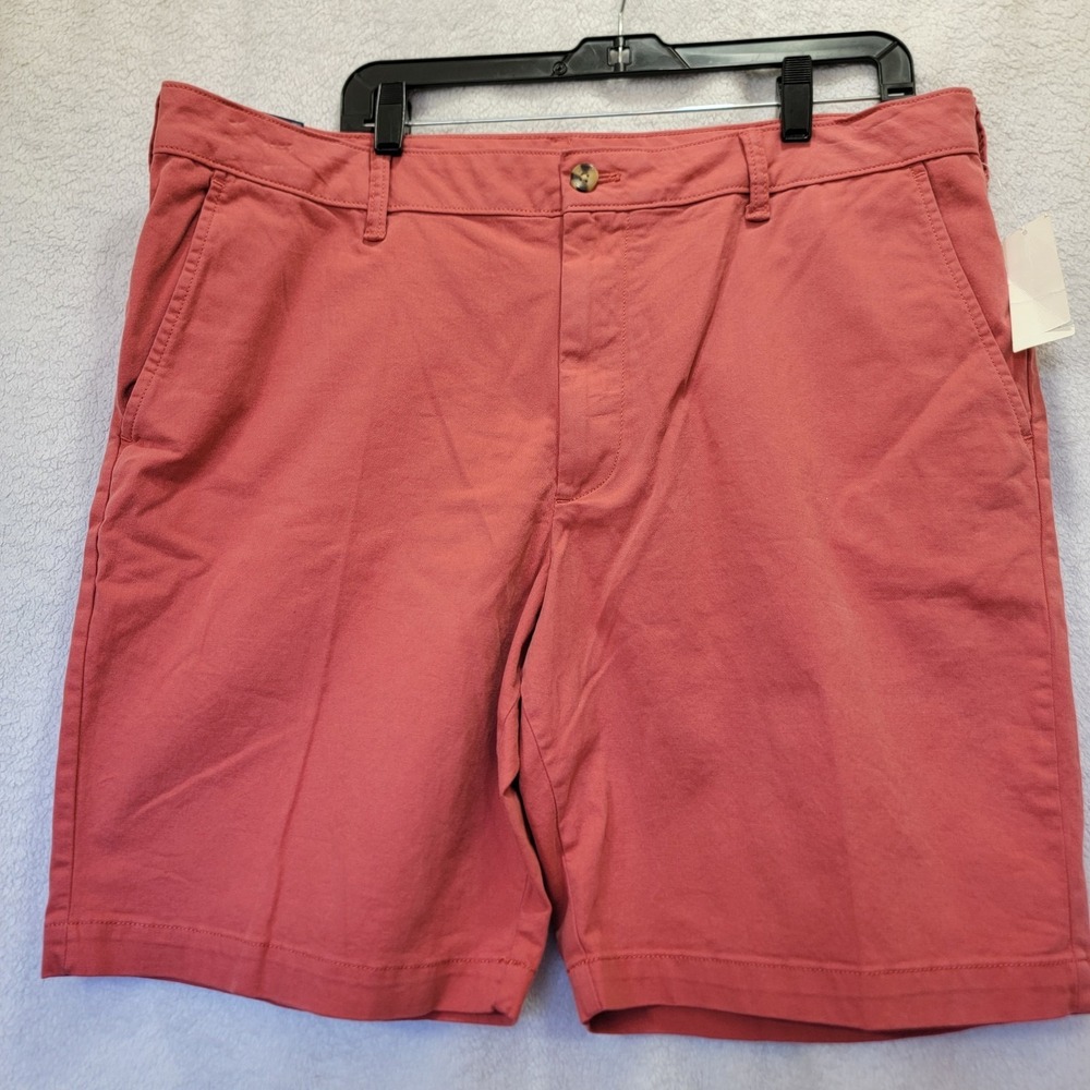 NWT IZOD Saltwater Mens 38 Stretch Chino Shorts Red Relaxed Flat‎ Front